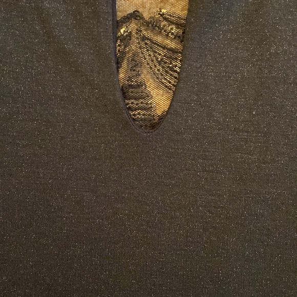 NEW HALE BOB BLACK SEQUIN DRESS LIGHT KNIT BACK SLEEVELESS LINED FRONT PATTERN - Picture 9 of 11